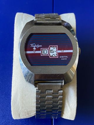 1970s Retro Vintage Mens Watch Trafalgar Digital Jump Hour Watch Large Size Gwo