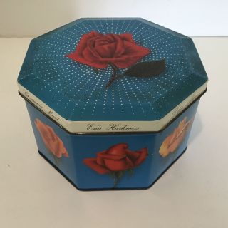 Vintage Hinged Tin Decorated With Roses By Carrs Of Carlisle Ltd England 404