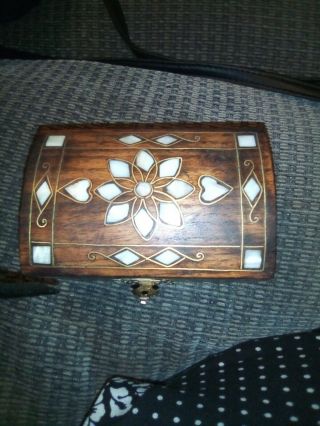 Vintage Hand Carved Mother Of Pearl Jewelry Box For Rings Or Earrings Box