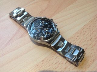 Mens Swiss Made Stainless Steel Swatch `irony`chrono Date 4 Jewel Watch