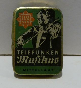 Vintage Telefunken Mufikus Empty Gramophone Needle Tin Box 1920 