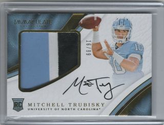 Mitchell Trubisky 2017 Immaculate Collegiate Rookie Patch Auto Rc 16/99