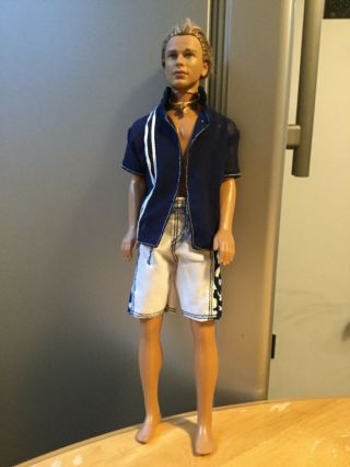 Vintage 1968 Ken Barbie Doll By Mattel Surfing Beach Bermuda Shorts Wearing