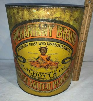 Antique Black Americana Jumbo Salted Peanuts Tin Litho 10lb Can Amesbury Ma Old