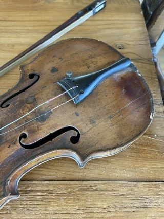 Nicolo Amati Violin Antique 3/4 Size With Bow Vintage Patina Restore Estate Old 2