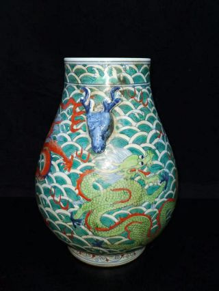 Chinese Antique Qing Famille Rose Porcelain Dragon Zun Vase 4