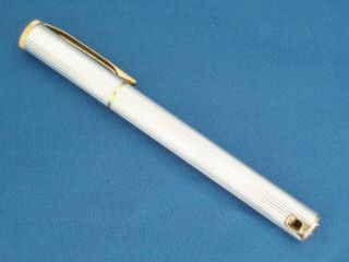 Vint.  Colibri Cigar Cigarette Pipe Pen Lighter,  Silver W/ Gold Accents