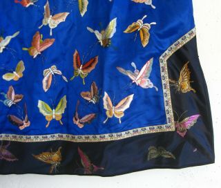 Fine Old Antique Chinese Blue Embroidered Silk Butterflies Imperial Robe 2