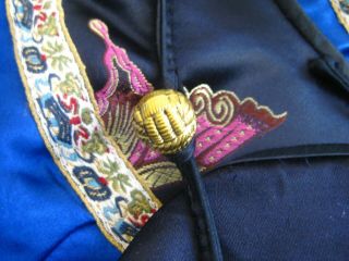 Fine Old Antique Chinese Blue Embroidered Silk Butterflies Imperial Robe 4