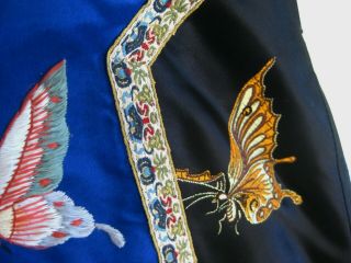 Fine Old Antique Chinese Blue Embroidered Silk Butterflies Imperial Robe 5