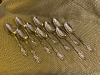 Sterling Wallace " Lucerne " Large Oval Soup Spoons (10) Monogrammed