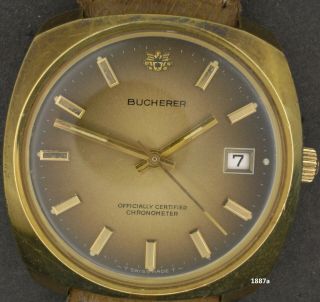 Vintage Bucherer Officially Certified Chronometer,  Automatic 36.  44 Mm Beauty Gp