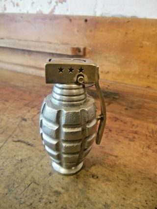 Vintage Combat Hand Grenade Novelty Table Top Cigarette Lighter