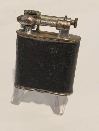 Vintage 1920s Triangle Leather Lift Arm Petrol Cigarette Lighter Pat Pending