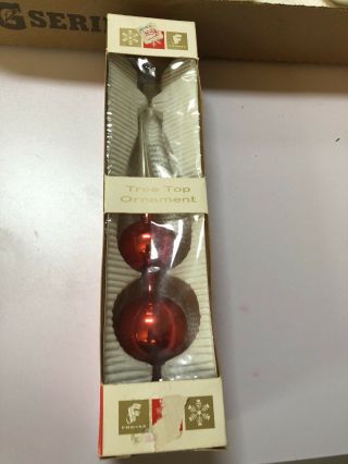 Christmas Ornament Tree Top Topper Vintage Glass Red 12 " West Germany