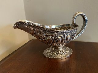 Stieff Sterling Silver Repousse Gravy Boat Early 20th Century