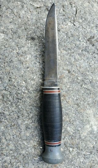 Vintage Remington Rh14 Fixed Blade Knife Leather Handle