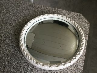 Vintage Round Wooden Framed Convex Mirror