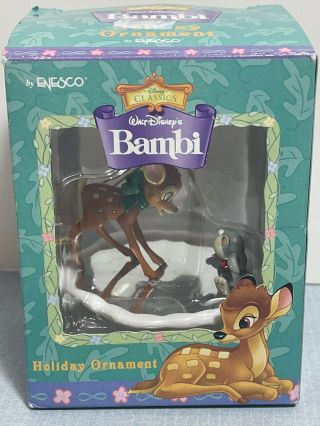 Vintage Walt Disney Bambi & Thumper Christmas Ornament By Enesco