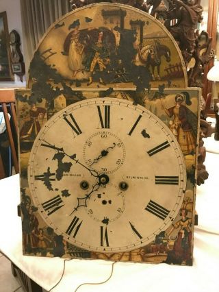 Antique Scottish Tall Case Grandfather Dial Movement For Repair Or Parts