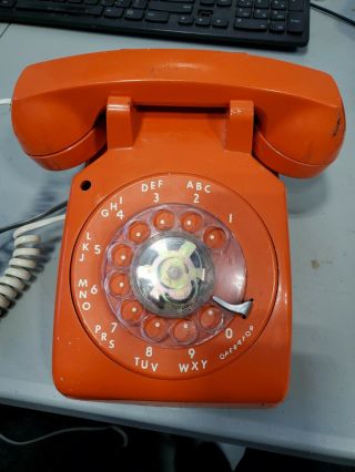 Retro Cool Vintage Orange Itt Rotary Dial Desk Phone Telephone