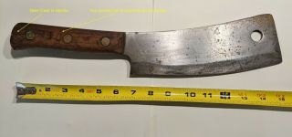 Vintage Foster Bros.  Solid Steel Butcher Meat Cleaver Knife Wood Handle 200