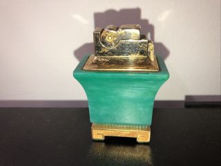 Vintage Asr Faux Green Marble W/gold Table Cigarette Lighter