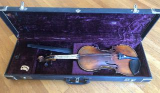 Old Antique 4/4 German?? Violin And Case Needs Restoration Or Parts