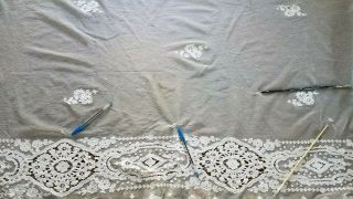Antique Tambour Lace Curtain Panels Pair 34 