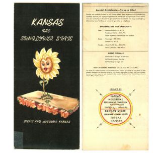 Vintage 1946 Kansas Official Road Map From Ks State Highway Commission