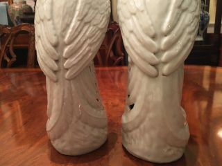 A Pair Chinese Early 20th C Blanc De Chine Porcelain Bird Statues,  Marked. 5