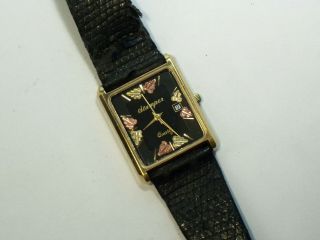 Vintage Stamper Black Hills Rose Yellow Gold Leaves Date Watch Swiss Parts