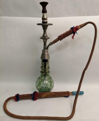 Antique Turkish Ottoman Glass Hookah Water Pipe Complete Setup