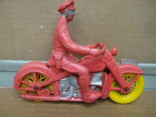 Harley Davidson Vintage Auburn Rubber Co Toy Police Motorcycle Red White Tires