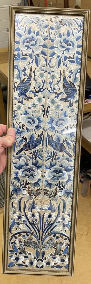 Unusual 19th century Chinese Embroidered silk panel 2