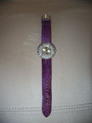 Heidi Daus Multi Crystal Watch With Leather Band