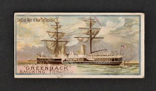 N408 Typical Ships: English Man Of War : Marburg Tobacco Cigarette Card 1887