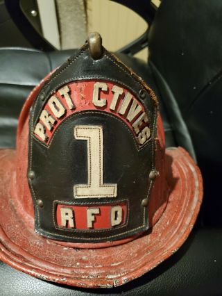 Vintage Antique Cairns Fire Helmet Leather Rochester Ny Fireman 1