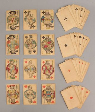 Antique Mid - 19thc Civil War Period Playing Cards Complete Deck