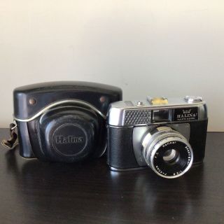 Vintage Halina Paulette Electric Film Camera 45mm Lens F2.  8 Leather Case 565