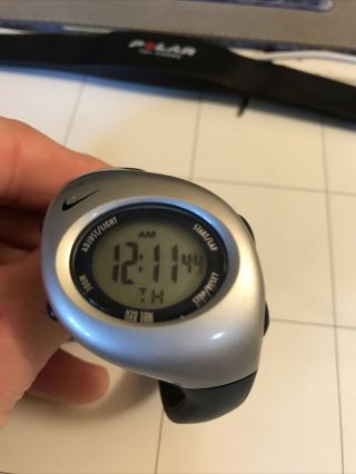 Very Rare Nike Sport Running Watch Black Silver Face D394391 Battery