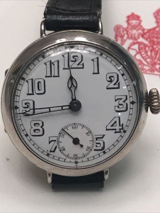 Antique Silver Ww1 Trench Watch 1917