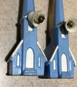 Set Of 2 Vtg Gurley BLUE SPIRE CHURCH w WHITE BELL - Candle 3