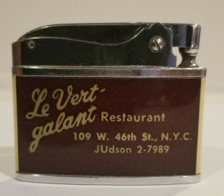 Vintage Brother - Lite Cigarette Lighter Le Vert galant Restaurant N.  Y.  C.  1960 ' s 2