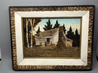 Vintage Folk Art Painting Diorama Painting Old Matt’s Cabin Ozarks Framed