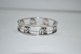 An Unusual Rare Vintage Elephant Design Solid Silver Napkin Ring 235