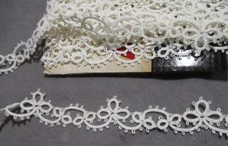 Vintage Hand Made Tatted Lace Trim - White Cotton - 1 " Wide By 11 Yards Long