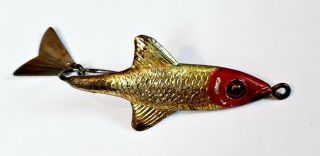 Fred Arbogast 2.  25 " Baby Tin Liz Lure Red Head Gold Sheen Made In Oh 1920s