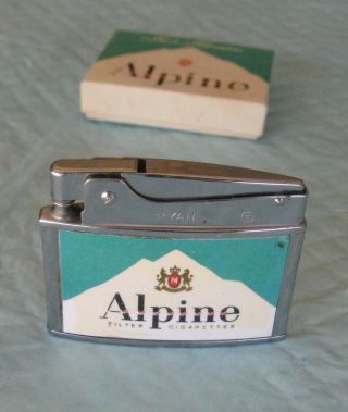 Vintage Ryan Alpine Cigarettes Flat Lighter Japan Advertising
