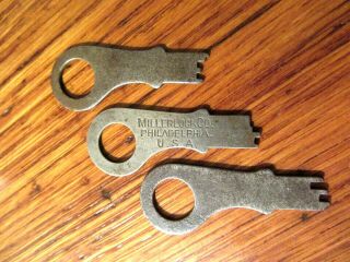 Vintage Miller Lock Co 6 Lever Push Keys For Pancake Lock